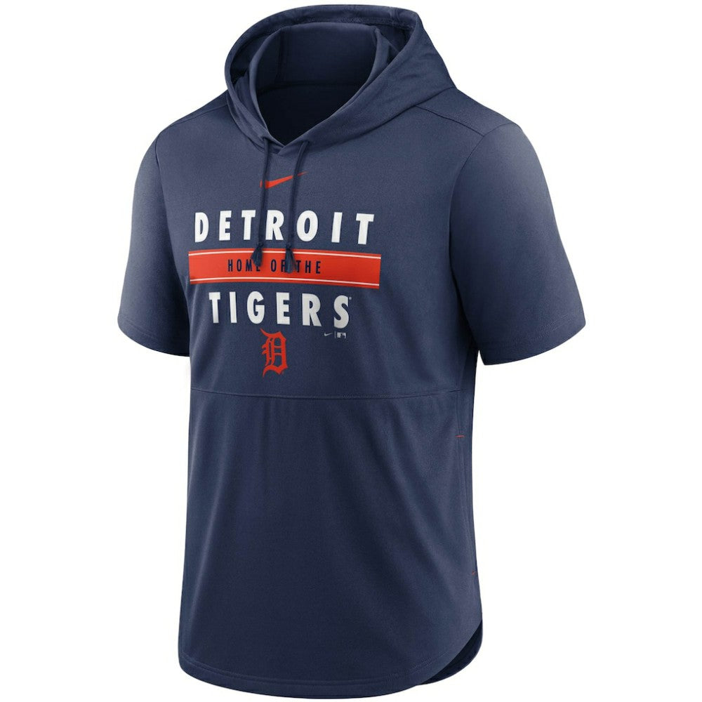 Detroit Tigers Home Team Short Sleeve Hoodie Top Navy