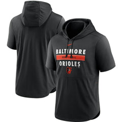Baltimore Orioles Home Team Short Sleeve Performance Hoodie Top Black