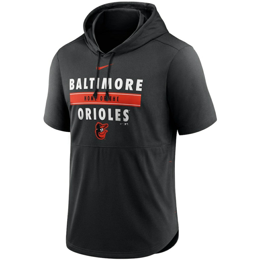 Baltimore Orioles Home Team Short Sleeve Performance Hoodie Top Black