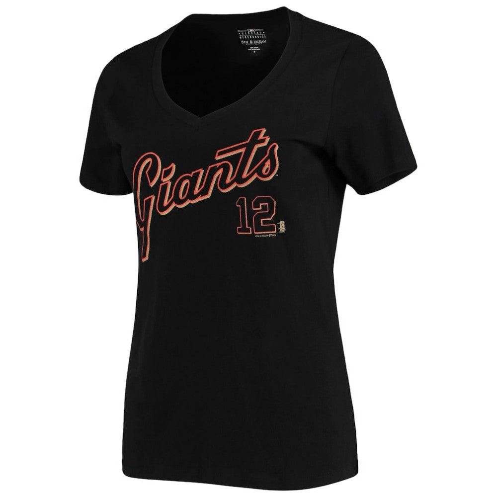 Joe Panik San Francisco Giants 5th & Ocean by Women's Script Name and Number V-Neck T-Shirt Black