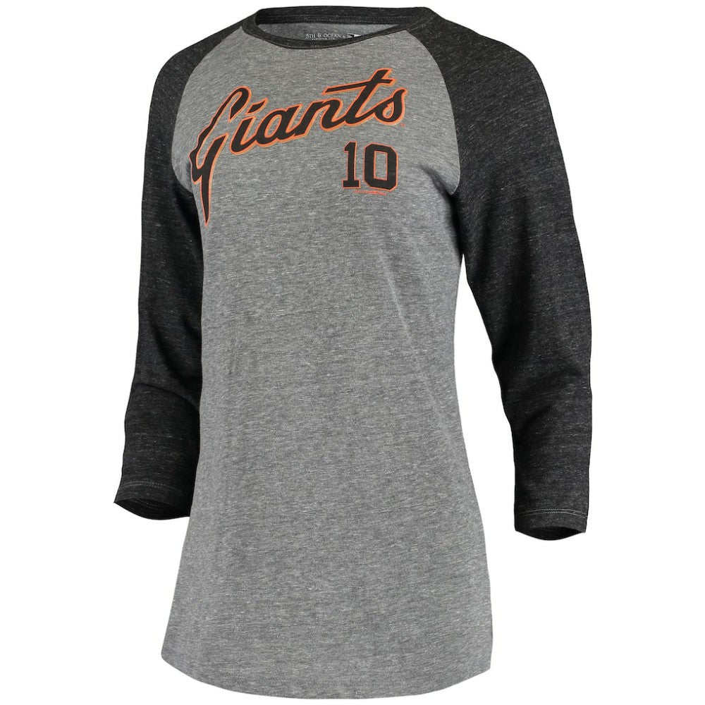 Evan Longoria San Francisco Giants 5th & Ocean by Women's Script Name & Number Raglan Tri-Blend 3/4-Sleeve T-Shirt Gray