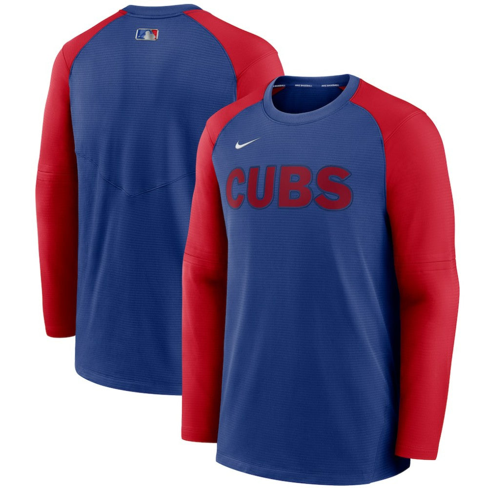 Chicago Cubs Authentic Collection Pregame Performance Raglan Pullover Sweatshirt Royal/Red