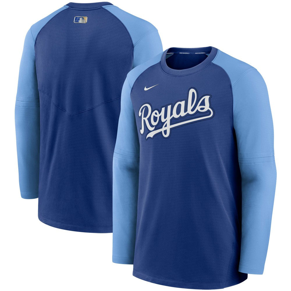 Kansas City Royals Authentic Collection Pregame Performance Raglan Pullover Sweatshirt Royal/Light Blue