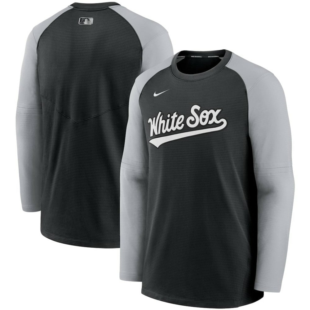 Chicago White Sox Authentic Collection Pregame Performance Raglan Pullover Sweatshirt Black/Gray