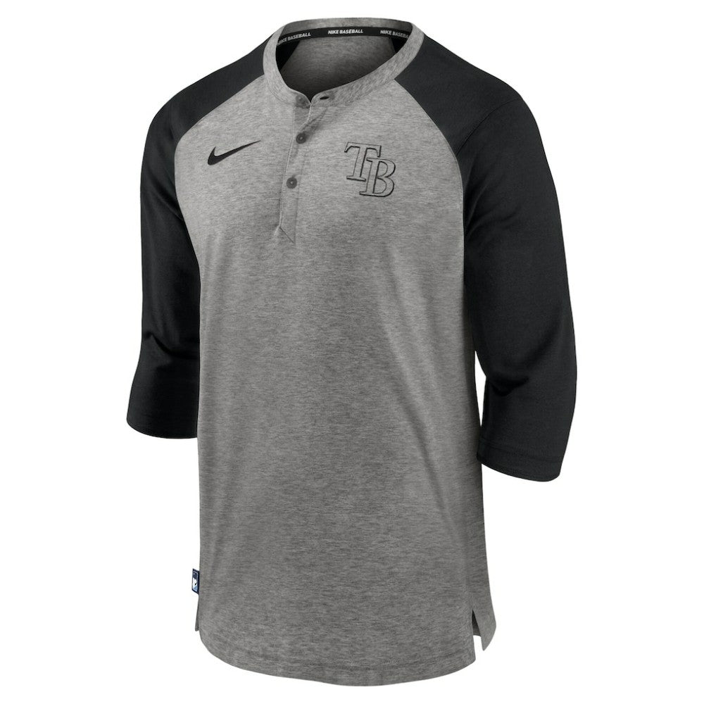 Tampa Bay Rays Authentic Collection Flux Henley Raglan 3/4-Sleeve T-Shirt Gray
