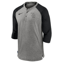 Tampa Bay Rays Authentic Collection Flux Henley Raglan 3/4-Sleeve T-Shirt Gray
