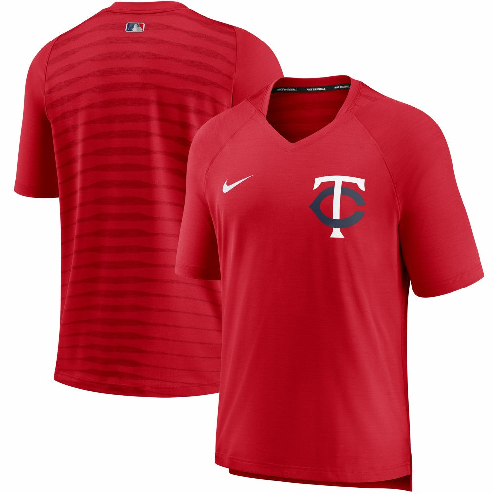Minnesota Twins Authentic Collection Pregame Performance V-Neck T-Shirt Red