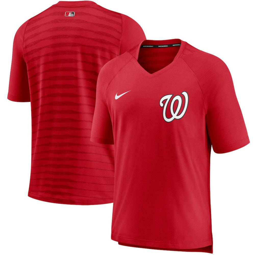 Washington Nationals Authentic Collection Pregame Performance V-Neck T-Shirt Red