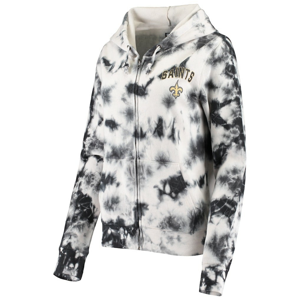 New Orleans Saints New Era Women's Tie Dye Fleece Full-Zip Hoodie - Black on sale