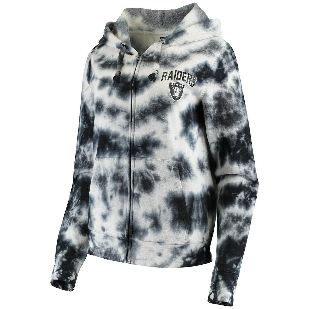 Las Vegas Raiders New Era Women's Tie Dye Fleece Full-Zip Hoodie - Black discount