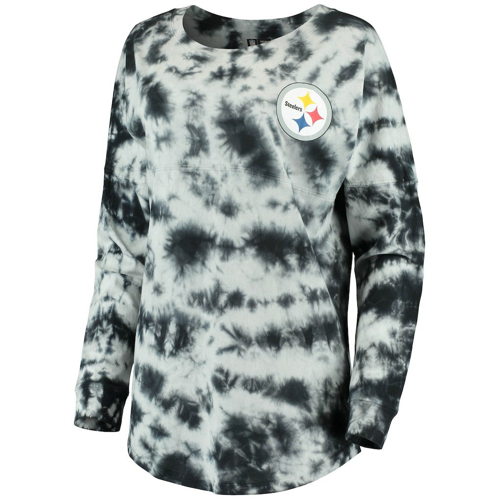 Pittsburgh Steelers New Era Women's Tie-Dye Long Sleeve T-Shirt - Black outlet