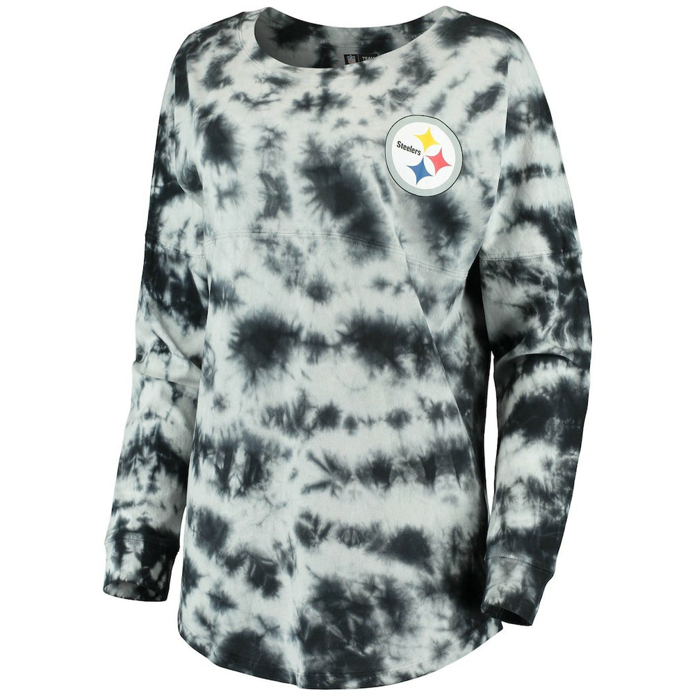 Pittsburgh Steelers New Era Women's Tie-Dye Long Sleeve T-Shirt - Black outlet