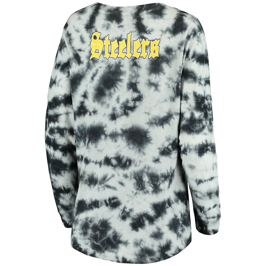Pittsburgh Steelers New Era Women's Tie-Dye Long Sleeve T-Shirt - Black outlet