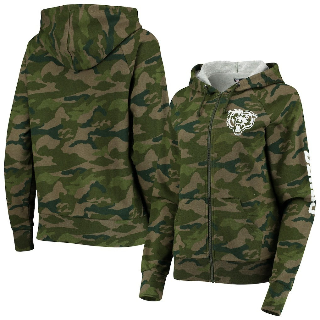 Chicago Bears New Era Women's Raglan Full-Zip Hoodie - Camo cheap