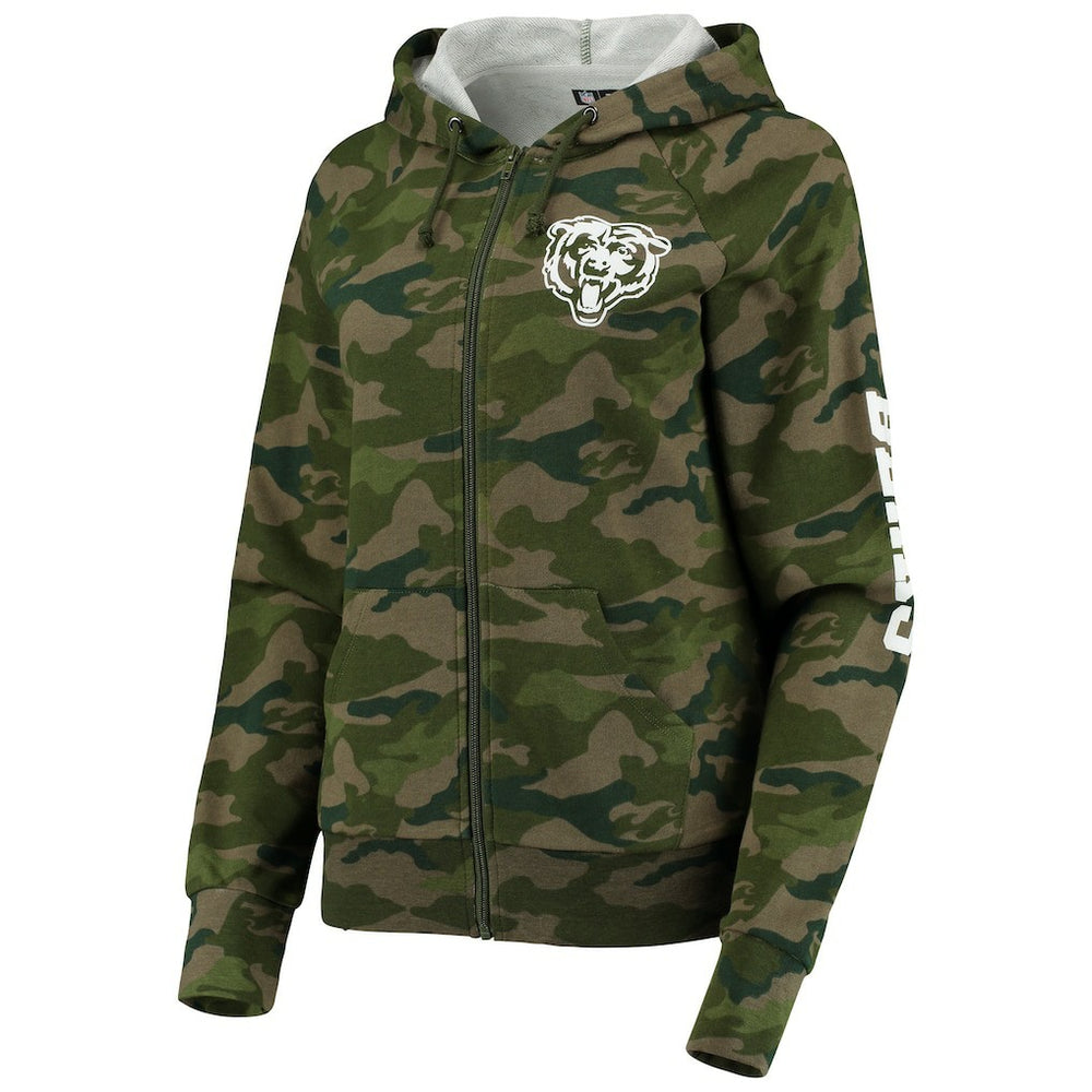 Chicago Bears New Era Women's Raglan Full-Zip Hoodie - Camo cheap