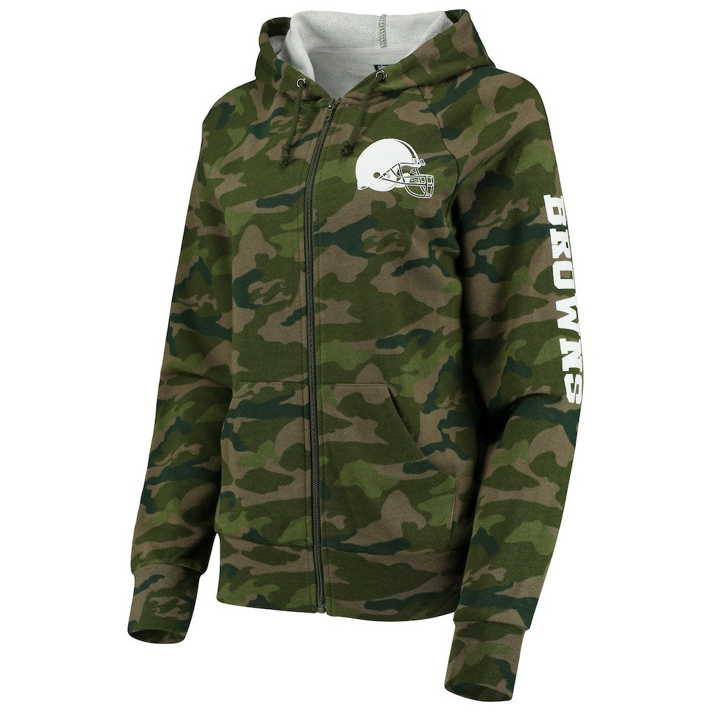 Cleveland Browns New Era Women's Raglan Full-Zip Hoodie - Camo discount