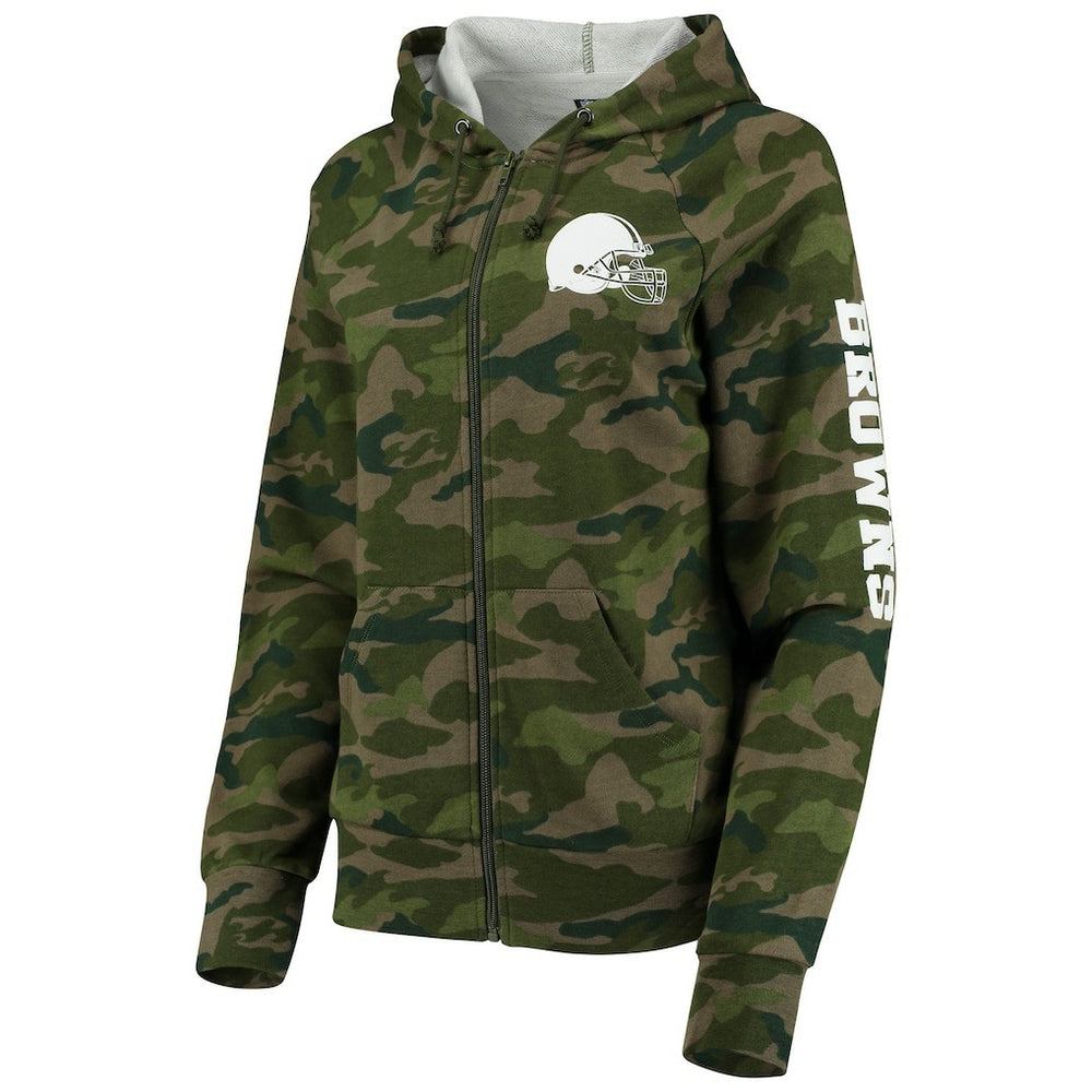 Cleveland Browns New Era Women's Raglan Full-Zip Hoodie - Camo discount