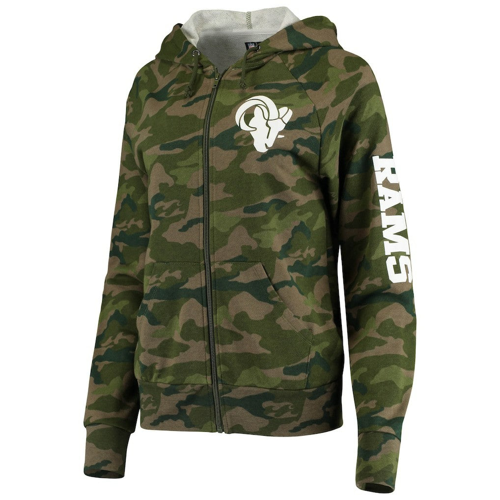 Los Angeles Rams New Era Women's Raglan Full-Zip Hoodie - Camo online