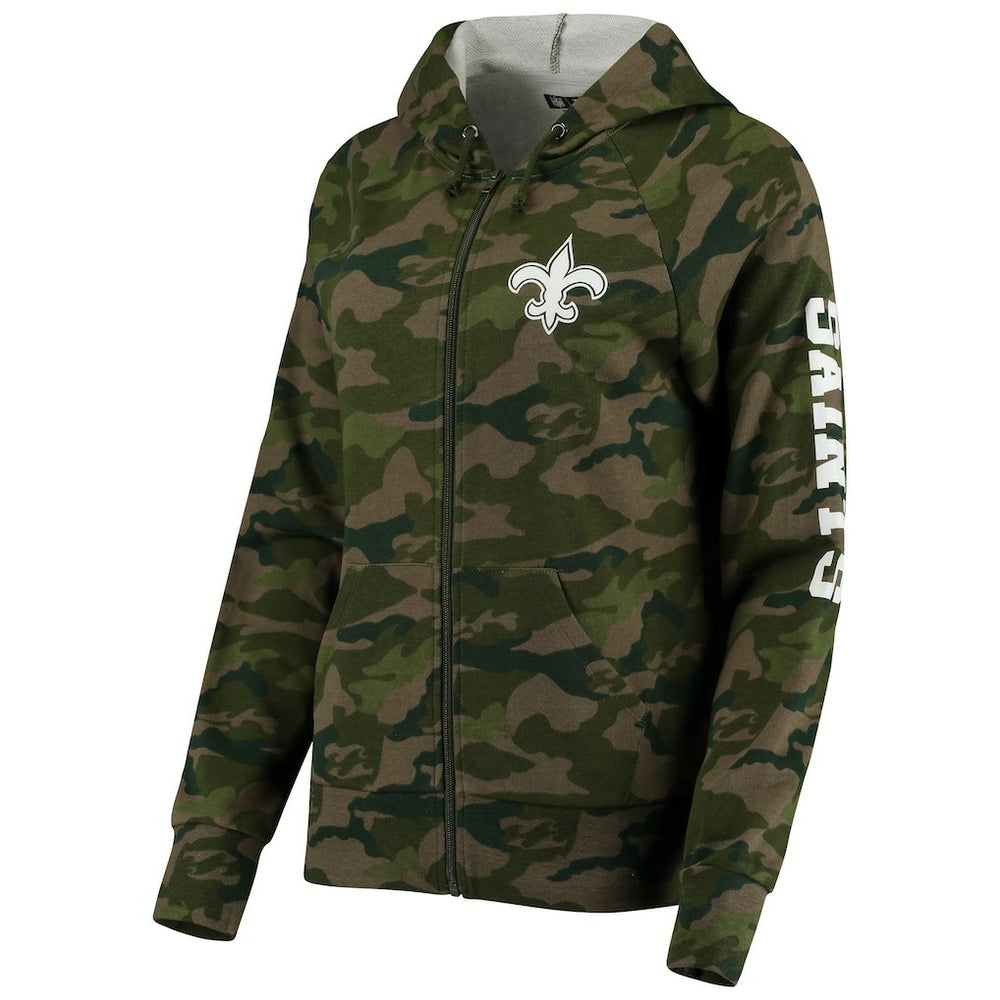 New Orleans Saints New Era Women's Raglan Full-Zip Hoodie - Camo on sale