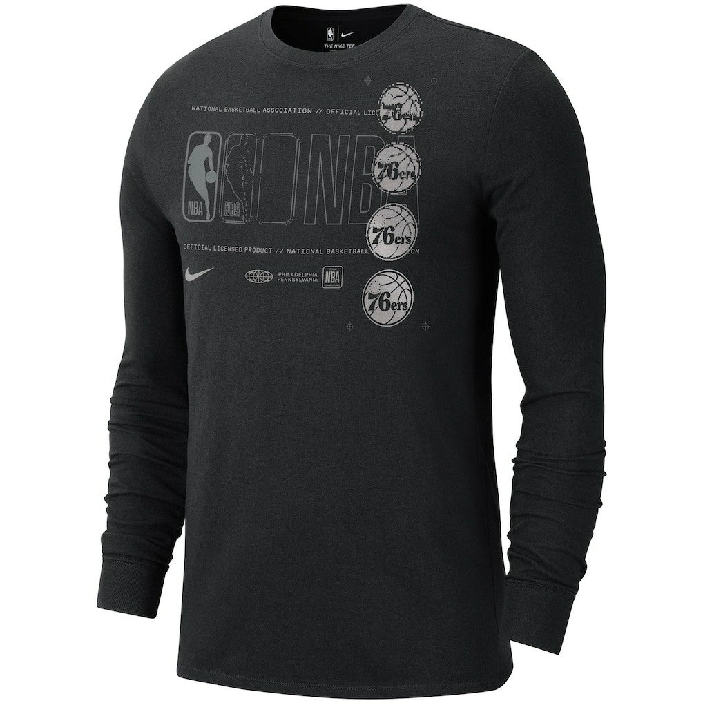 Philadelphia 76ers Courtside Chrome Long Sleeve T-Shirt - Black for sale