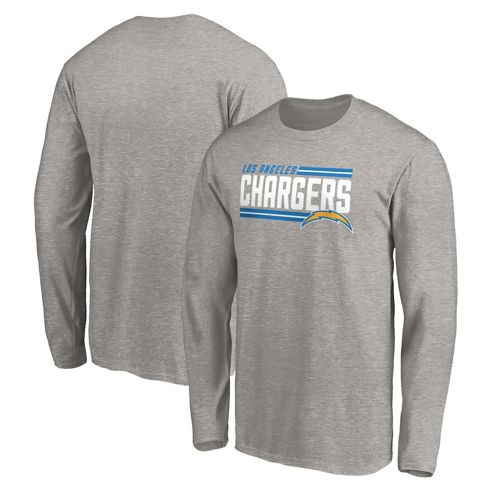 Los Angeles Chargers On Side Stripe Long Sleeve T-Shirt - Heathered Gray outlet