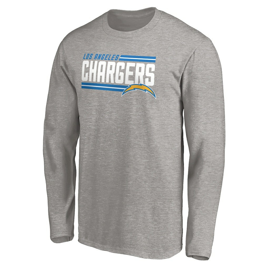 Los Angeles Chargers On Side Stripe Long Sleeve T-Shirt - Heathered Gray outlet