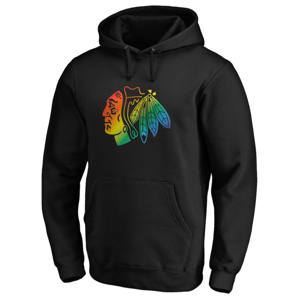 Chicago Blackhawks Team Pride Logo Pullover Hoodie - Black Hoodies