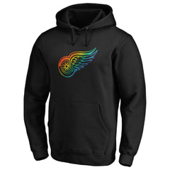 Detroit Red Wings Team Pride Logo Pullover Hoodie - Black Hoodies