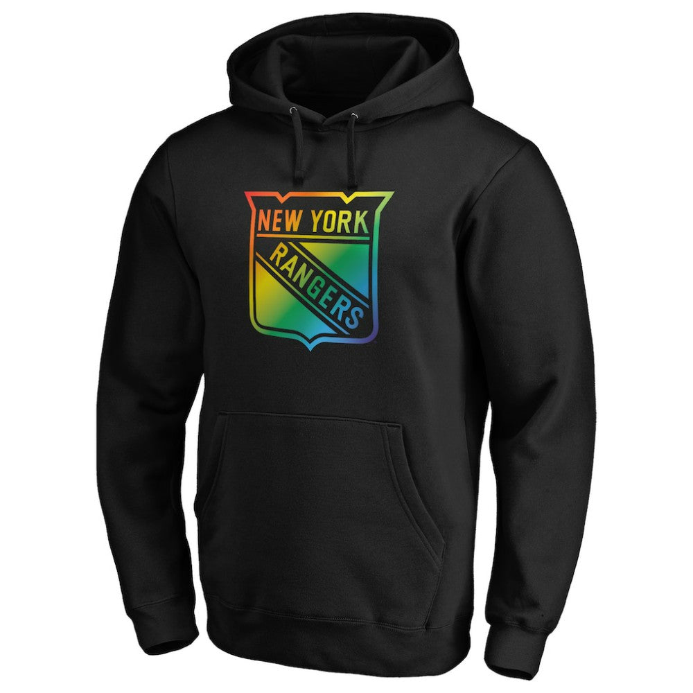New York Rangers Team Pride Logo Pullover Hoodie - Black Hoodies