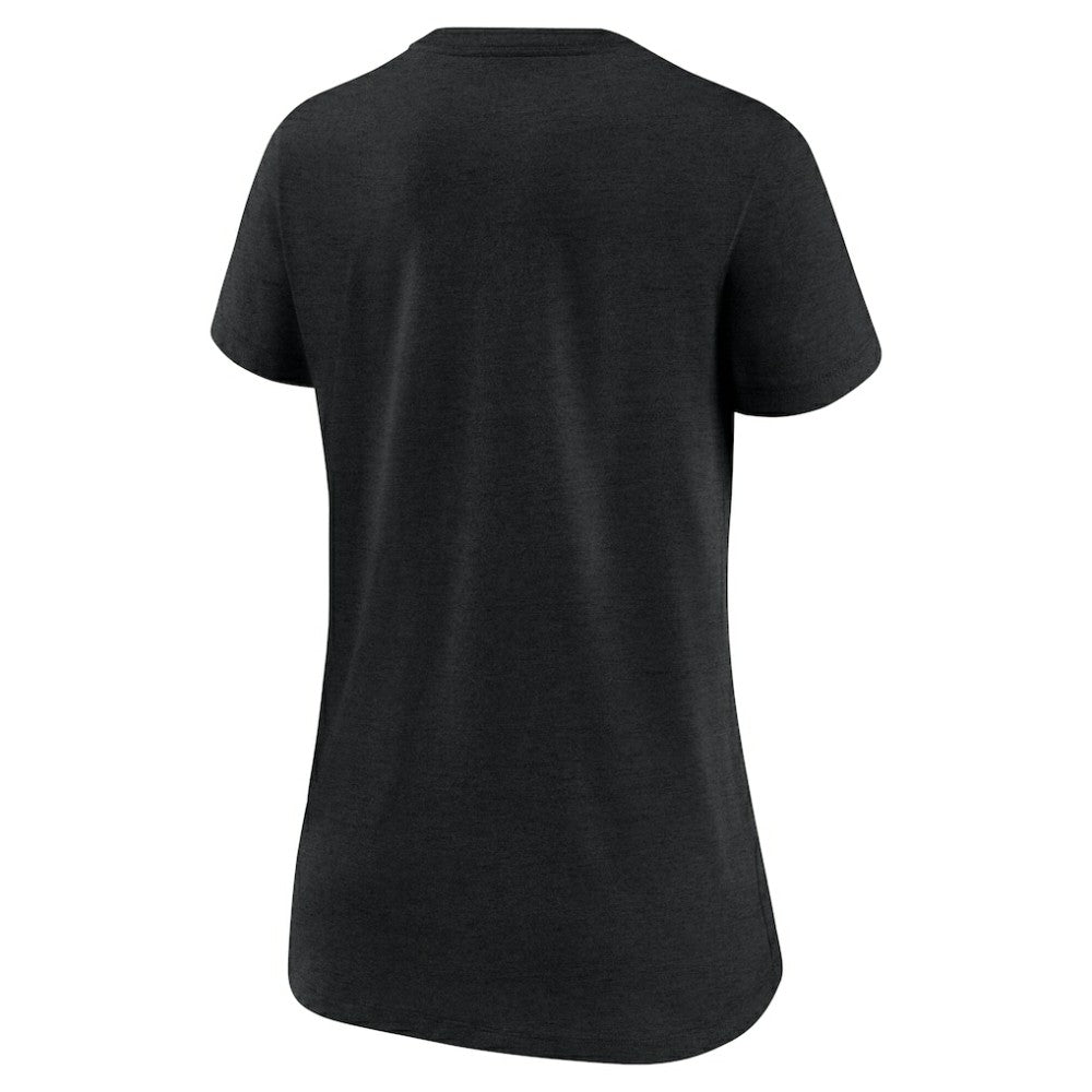 Miami Marlins Women's Authentic Collection Tri-Blend V-Neck T-Shirt Heather Black