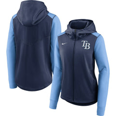 Tampa Bay Rays Women's Authentic Collection Baseball Performance Full-Zip Hoodie Navy/Light Blue