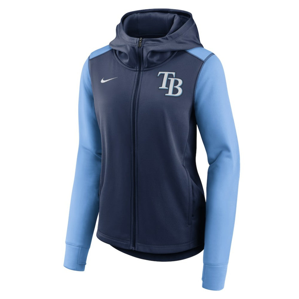Tampa Bay Rays Women's Authentic Collection Baseball Performance Full-Zip Hoodie Navy/Light Blue