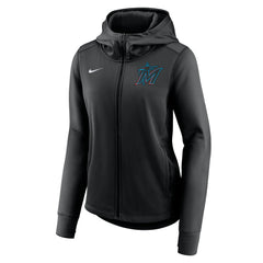 Miami Marlins Women's Authentic Collection Baseball Performance Full-Zip Hoodie Black