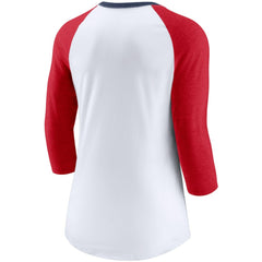 Washington Nationals Women's Color Split Tri-Blend 3/4-Sleeve Raglan T-Shirt White/Heathered Red