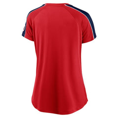 Washington Nationals Women's Lineup League Diva Raglan Notch Neck T-Shirt Red