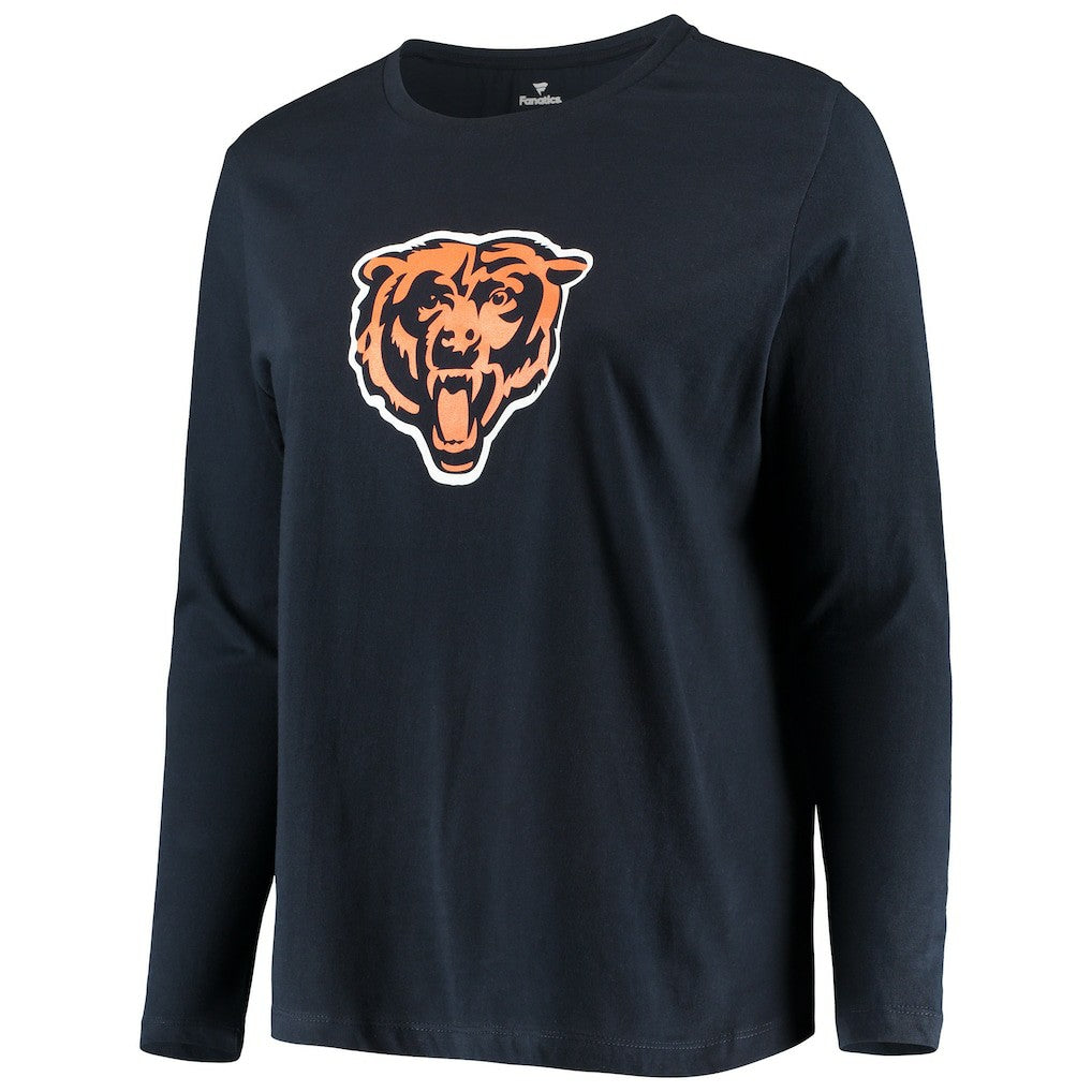 Chicago Bears Women's Plus Size Primary Logo Long Sleeve Scoop Neck T-Shirt - Navy cheap