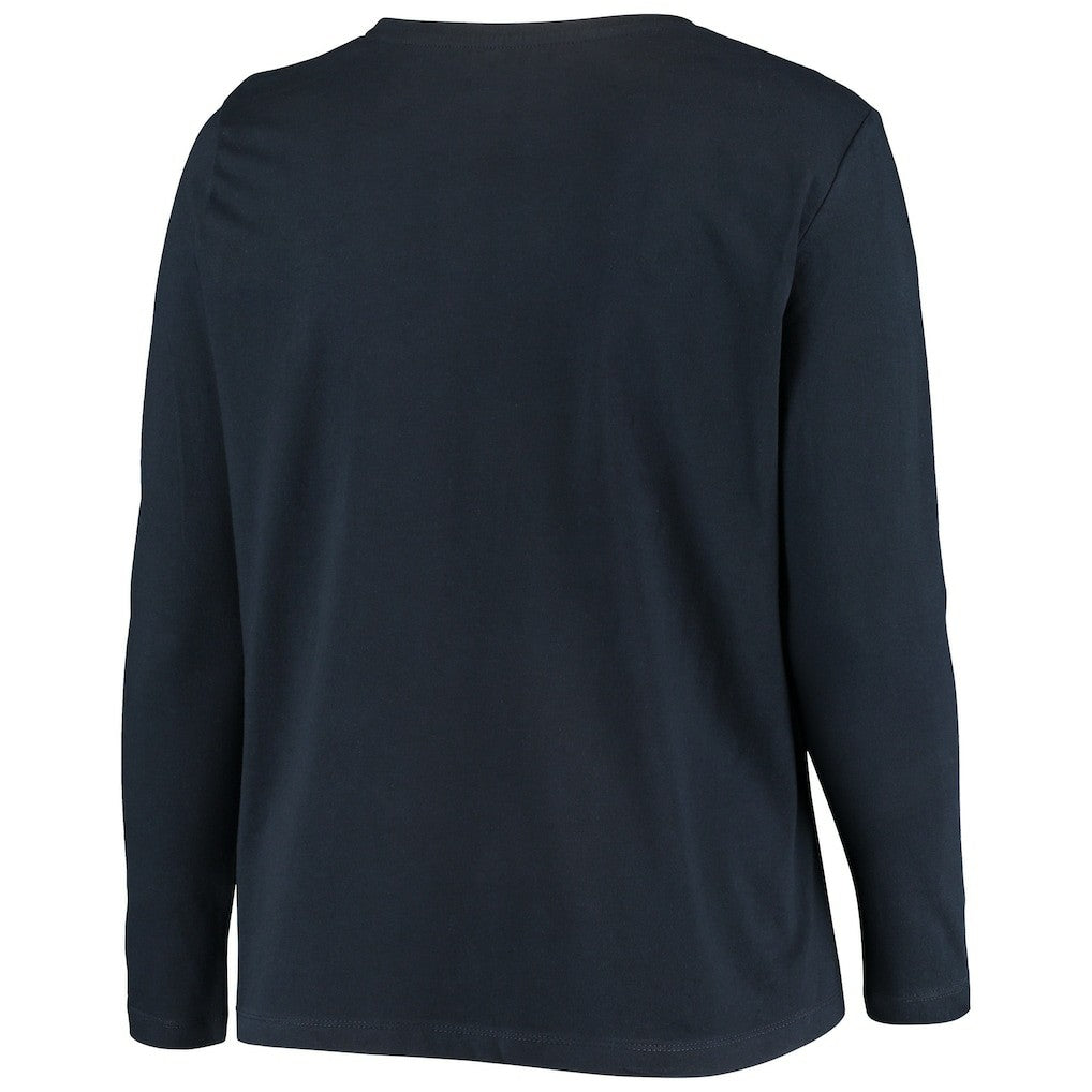 Chicago Bears Women's Plus Size Primary Logo Long Sleeve Scoop Neck T-Shirt - Navy cheap