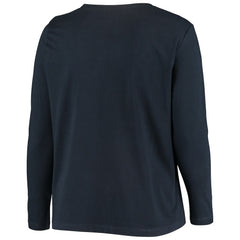 Chicago Bears Women's Plus Size Primary Logo Long Sleeve Scoop Neck T-Shirt - Navy cheap