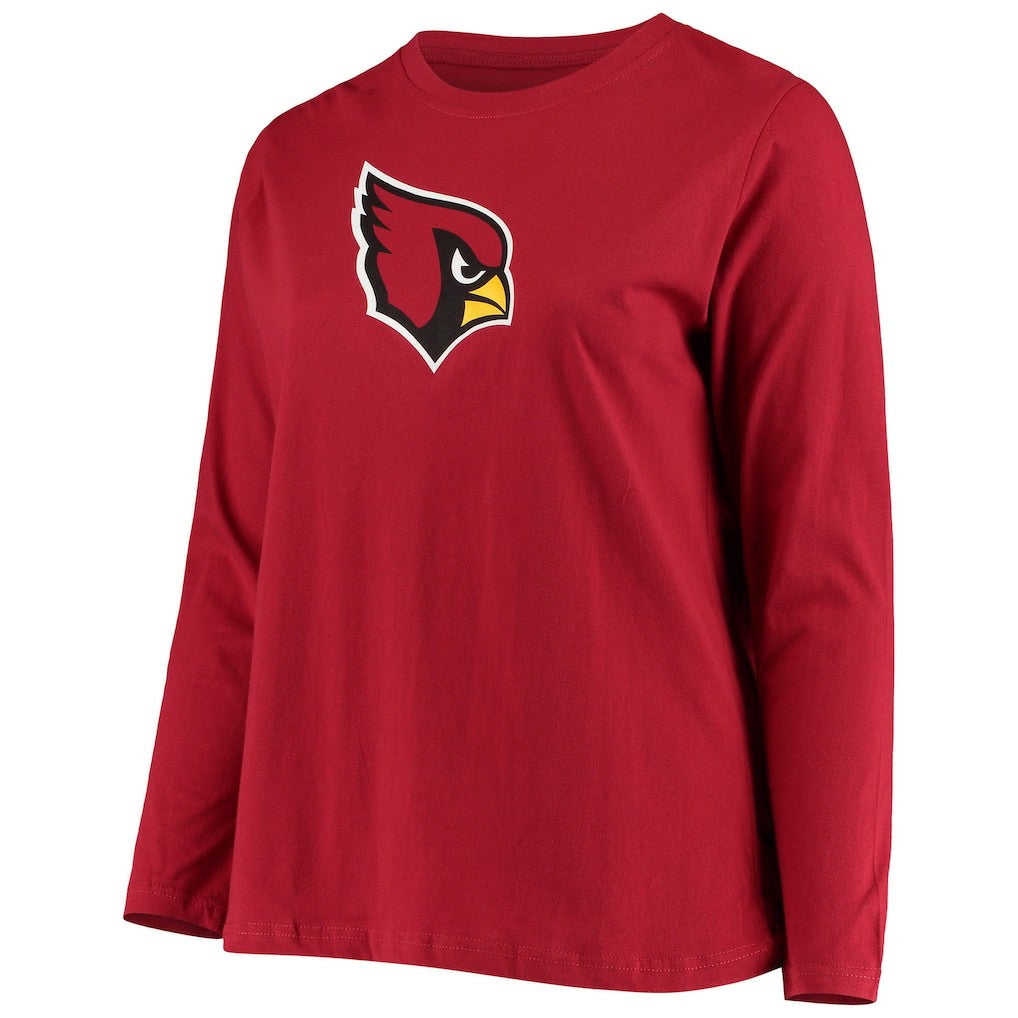 Arizona Cardinals Women's Plus Size Primary Logo Long Sleeve Scoop Neck T-Shirt - Cardinal sale