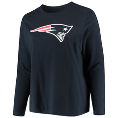 New England Patriots Women's Plus Size Primary Logo Long Sleeve Scoop Neck T-Shirt - Navy on sale
