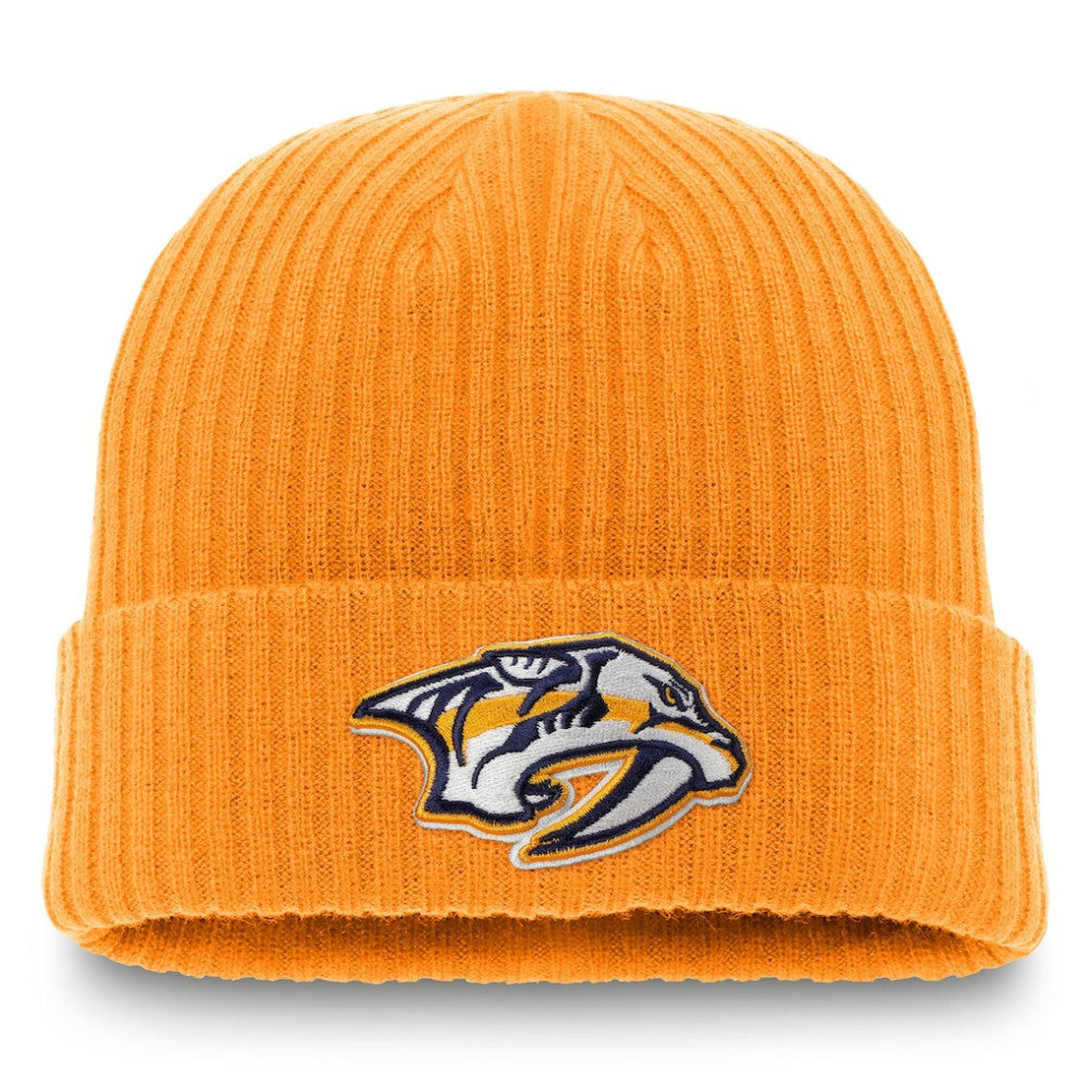 Nashville Predators Fanatics Core Primary Logo Cuffed Knit Hat - Gold Hats