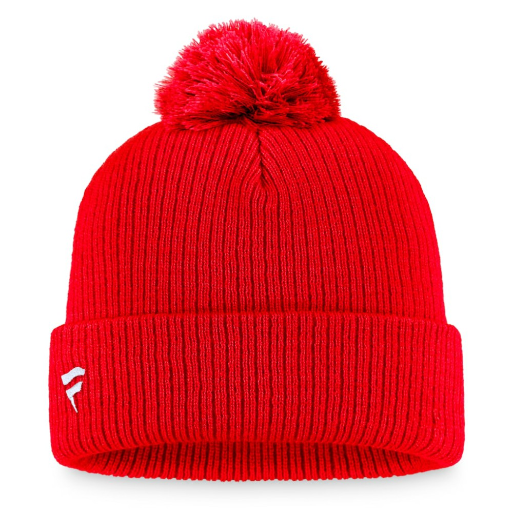 Chicago Blackhawks Fanatics Primary Logo Cuffed Knit Hat with Pom - Red Hats