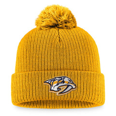 Nashville Predators Fanatics Primary Logo Cuffed Knit Hat with Pom - Gold Hats