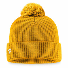 Nashville Predators Fanatics Primary Logo Cuffed Knit Hat with Pom - Gold Hats