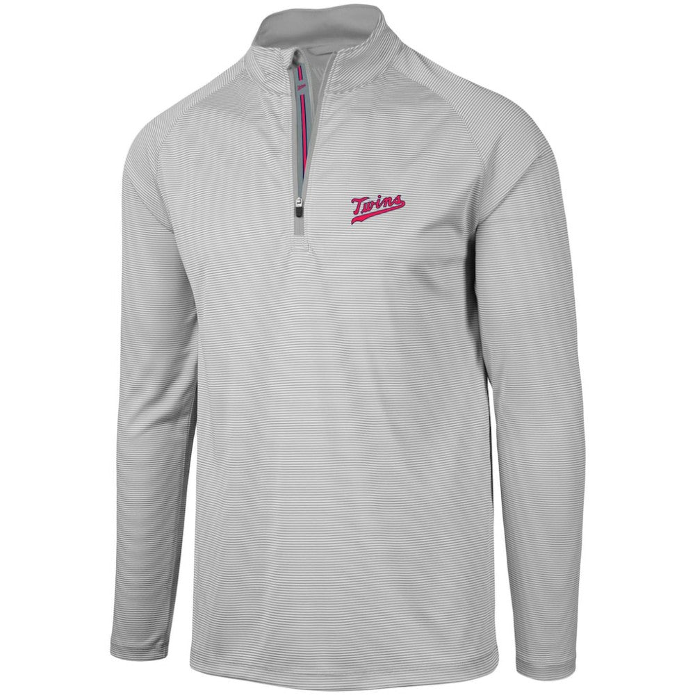 Minnesota Twins Levelwear Orion Historic Logo Raglan Quarter-Zip Jacket Gray