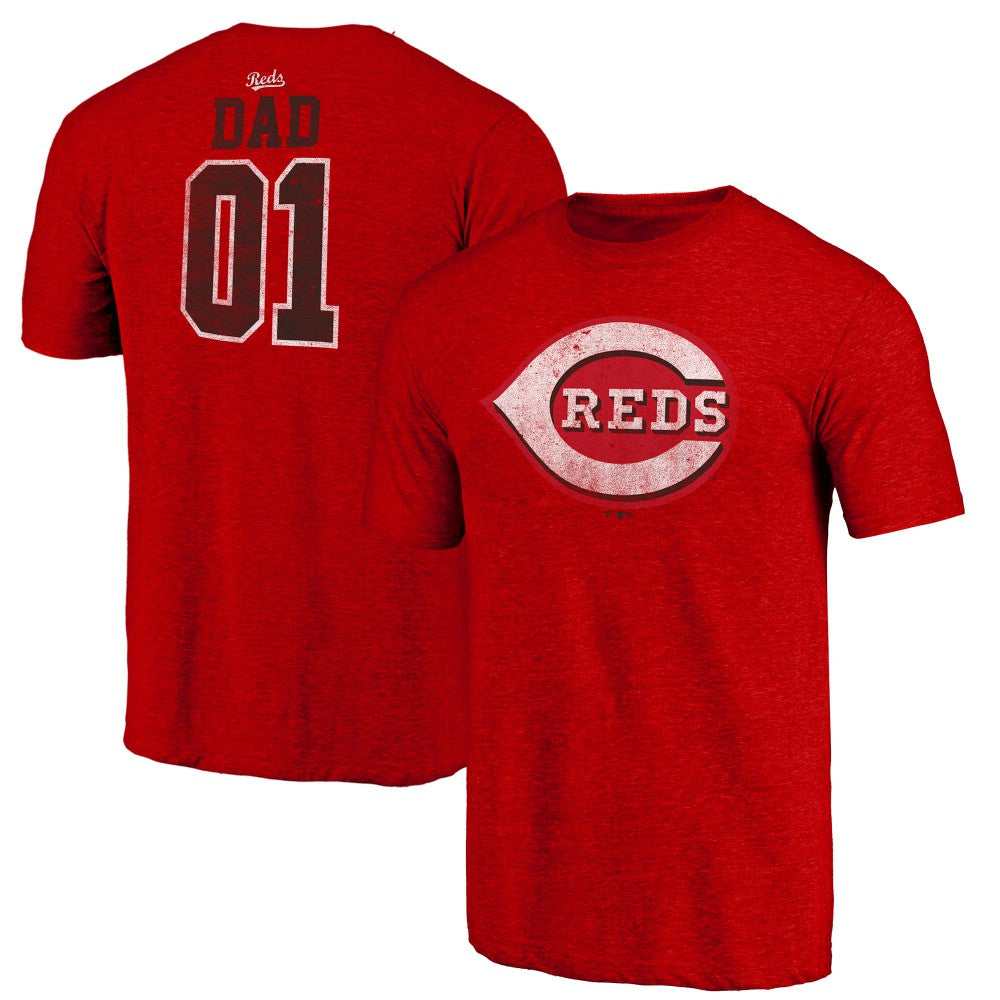 Cincinnati Reds Father's Day Greatest Dad Tri-Blend T-Shirt Red