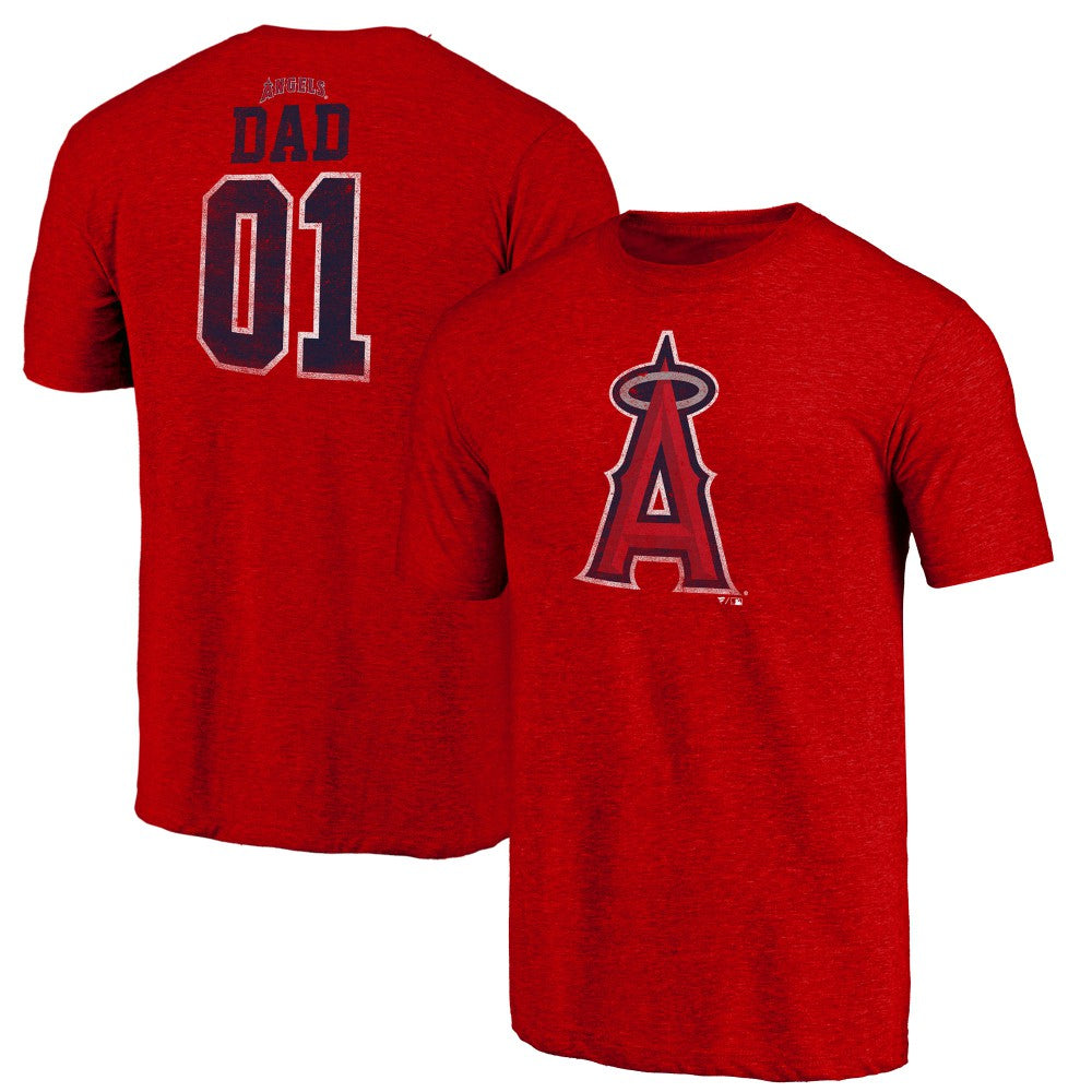 Los Angeles Angels Father's Day Greatest Dad Tri-Blend T-Shirt Red