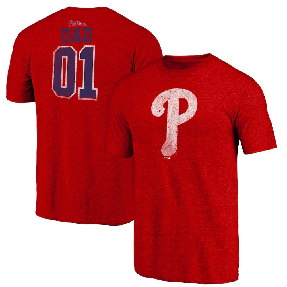 Philadelphia Phillies Father's Day Greatest Dad Tri-Blend T-Shirt Red