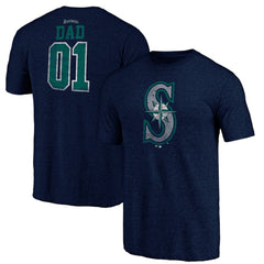 Seattle Mariners Father's Day Greatest Dad Tri-Blend T-Shirt Navy