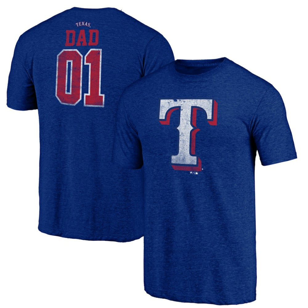 Texas Rangers Father's Day Greatest Dad Tri-Blend T-Shirt Royal